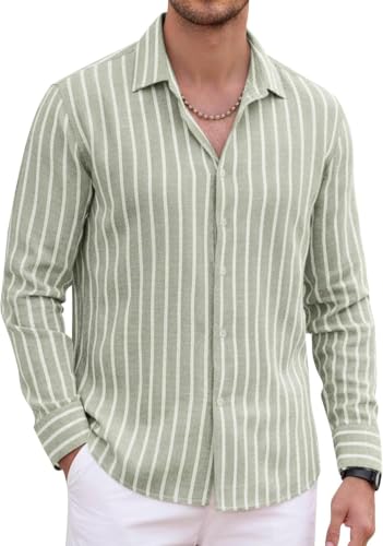 Image of Zombom Men's Regular Fit Vertical Striped Casual Shirt | Full Sleeve Cotton Blend Shirt for Men | Slim Fit Stylish Party