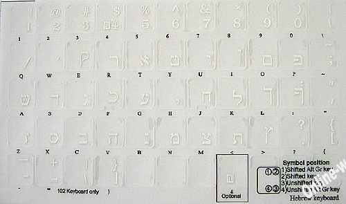 Pegatinas para Teclado Hebreo Transparente miniatura 2