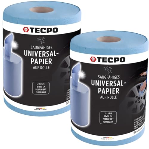 TECPO Putztuchrolle Blau 2-lagig, perforiert, saugstark, Putzrolle Papierrolle Reinigungstücher Wischtücher Putzpapier für Gewerbe Industrie