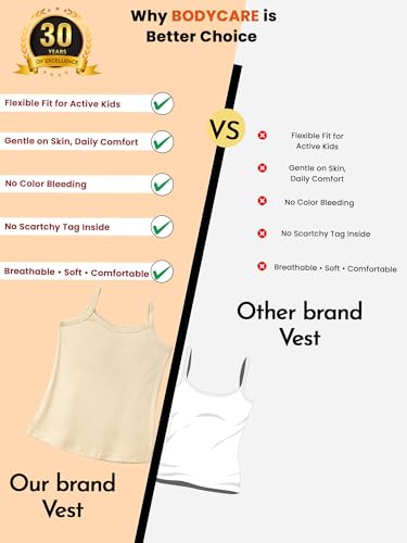 Image of BODYCARE Cotton Pure Cotton Multicolor Vest 100% Regular Fit, for Girls