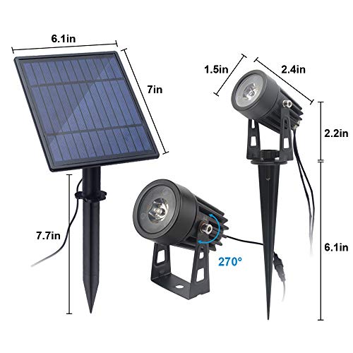 Aponuo Led Solar Spotlights 2W Solar Powered Landscape Lights Outdoor Spotlights Low Voltage Ip65 Waterproof 16.4Ft Cable Auto On/Off For Outdoor Garden Yard Landscape Downlight Warm White #TOP1