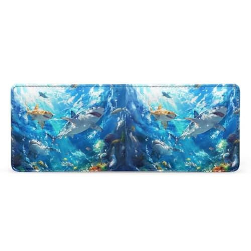 Image of Coldinair Sharks Bifold Wallet for Teen Kids Boys Ocean Leather Wallets Cool Wallet Man Rfid Blocking Zipper Wallets With Coin Pocket Id Window