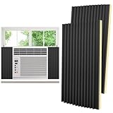 Window Air Conditioner Foam Insulation Side Panels, AC Side Panels Insulation Kit with U Shape Frames and Adhesive Tapes Insulates Winter Cold and Summer Heat, 17' H x 9' W x 7/8' T, 2 Pack, Black