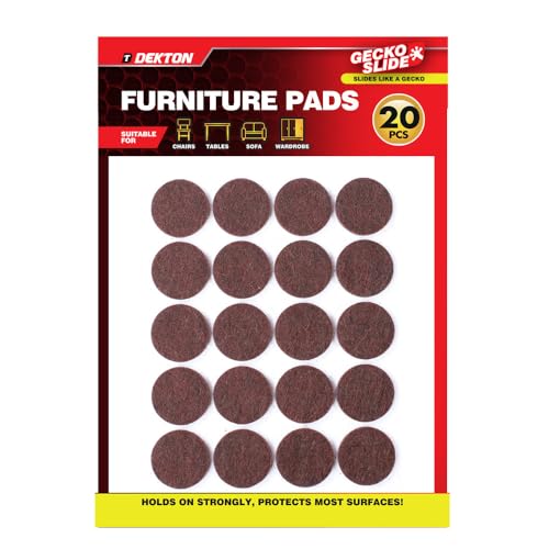 Dekton Geckoslide 20pc Furniture Pads 20mm -Non-Slip Protective Pads| Prevents Scratches, Noise| Ideal for Furniture Legs & Floors| Self-Adhesive| Protects All Surfaces| Perfect for Home & Office Use