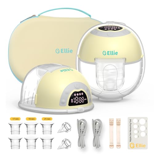 Ellie Wearable Hands Free Breast Pump, Portable Breastfeeding Pump w/Soft Double-Sealed Flange, Anti-Backflow & Leakproof Design, Ultra-Slim and Quiet, 4 Modes 9 Levels, Smart Nightlight, 2 Pack