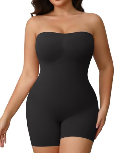 Image of Women's Strapless Shapewear Bodysuit for Women Tummy Control Shapewear, Seamless Body Shaper with Removable Straps