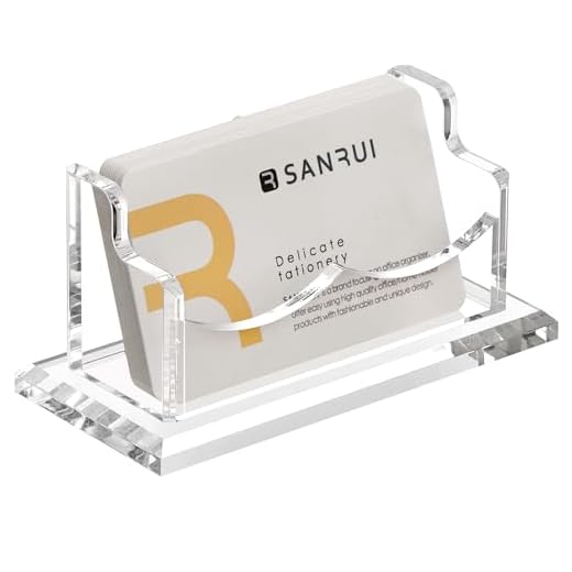 SANRUI Clear Horizontal Business Card Holder Stand for Desk, Acrylic Desktop Display Name Cards Holders Organizer Storage Rack,for Exhibition, Home, Office,1 Tier 1 Pocket, 60 Card Capacity
