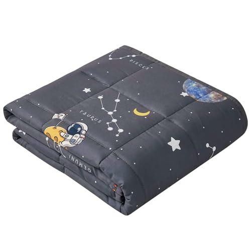 anfie Weighted Blanket Kids (36″x48″ 5lbs), Weighted Blanket Cooling Blanket for Sleeping,Throw Size Breathable Blanket with Premium Glass Bead(Space Grey)