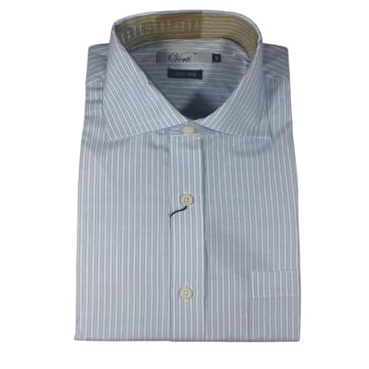 Camisa Social Masculina Manga Longa Listrada Clássica com Bolso Gola Tradicional e Punho Ajustável Verti (BR, Numérico, 3, Regular, Lavanda)