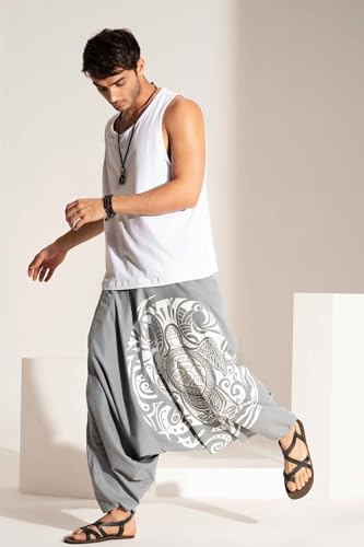 Image of The Veshti Company Printed Harem Pants for Men's Cotton Hippie Style Baggy Boho Yoga Pajama Pant with Pocket