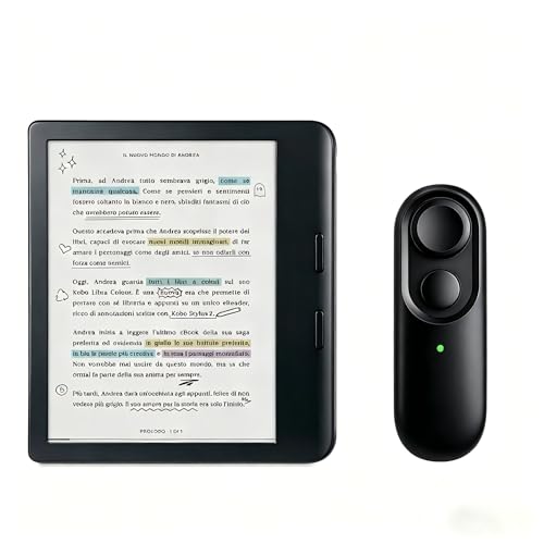 Télécommande Tourne Page Commande pour Lecture Kobo au Lit, Télécommande Bluetooth, Accessoires pour la Kobos, Exclusivement pour Kobo Clara 2E/BW/Colour, Libra 2/Colour, Sage, Elipsa 2E, Noir
