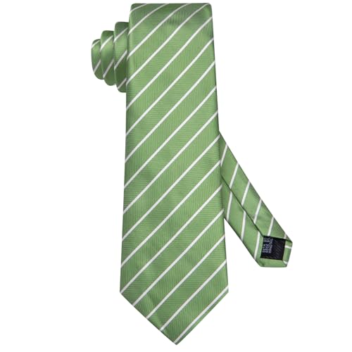 Image of Hi-Tie Paisley Floral Ties Set for Men Silk Mens Stripes Necktie Pocket Square Cufflinks Set Formal Business