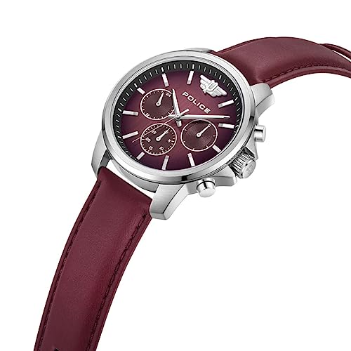 Image of Police Quartz Multifunction Gradiant Maroon Dial Maroon Leather Strap Watch for Men - PLPEWJF0006302