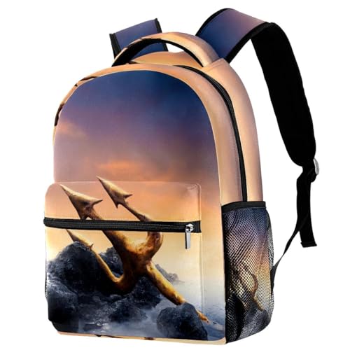 Sac à dos d'école robuste Trident de Poséidon anti-déchirure pour adolescent
