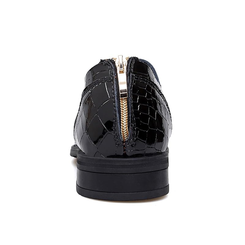 Dress Oxford for Men Slip On Round Toe PU Leather Block Pattern with Zipper Rubber Sole Anti-Slip Low Top Non Slip Resistant Outdoor3