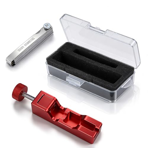 GZZTORES Universal Spark Plug Gap Tool with 32 Blade Steel Feeler Gauge, Spark Plug Gapping Tool for Most 10mm 12mm 14mm 16mm Spark Plugs, Spark Plug Gapper Adjustment Tool, Red (Red)