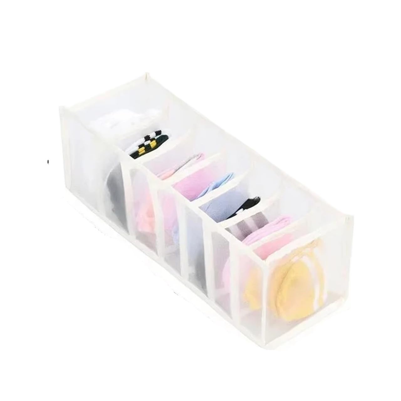 LADFRTYU Sock Storage Box Underwear Drawer Organizer Storage Box Foldable Closet Socks Bra Underpants Divider Organizers Easy To Wash(Beige 7 cells)
