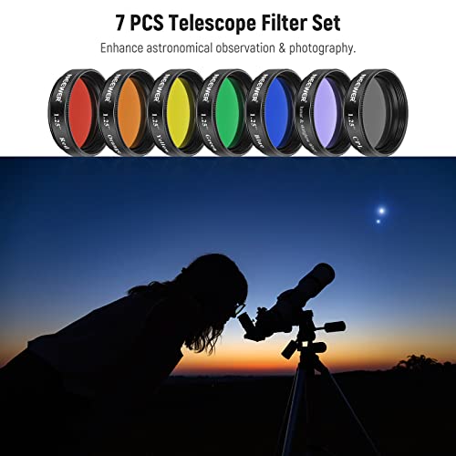 Image of Neewer 1.25 inches Telescope Moon Filter, CPL Filter, 5 Color Filters Set(Red, Orange, Yellow, Green, Blue), Eyepieces Filters for Enhancing Definition and Resolution in Lunar Planetary Observation