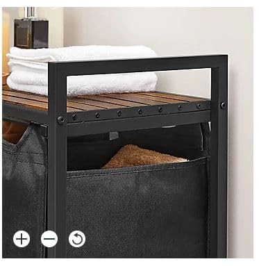 Laundry Hamper with Large Table Top, 3 Section Pull-Out Clothes Basket - Image 5