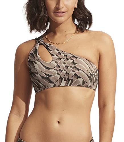 Haut de bikini bandeau une épaule Seafolly imprimé Sepia taille 8