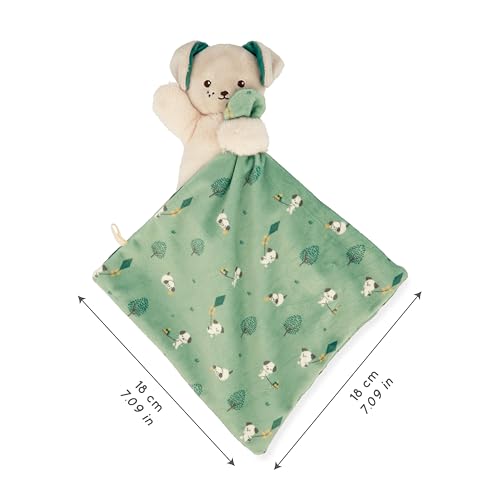 Kaloo - Weiches Stoffquadrat - Kuscheltier Hund grün - Plüschtier Baby - Quadratisch 18 x 18 cm Grün - Umweltverträgliches Material - FSC-Geschenkbox - Ab Geburt, K226001