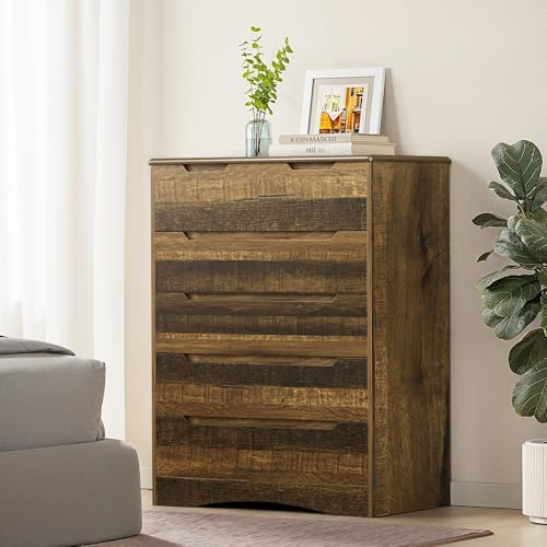 Gizoon 6 Drawer Dresser, Chest of Drawers with Large Storage, Light Brown Dressers for Bedroom, Tall Dresser and Organizer with Anti-Tripping, Wooden