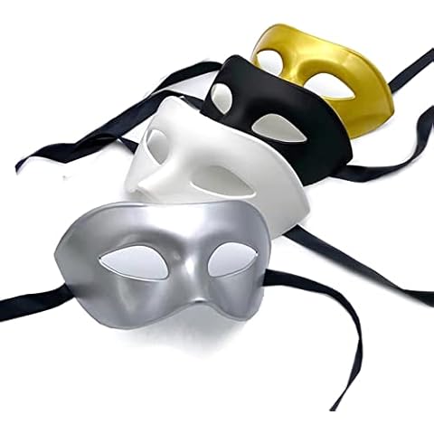 BLUE GARLIC Masquerade Mask for Mens Bulk Black Grey Gold Sliver Assorted Colors 8PCS Mardi Gras Mask Venetian Mask Halloween Cover