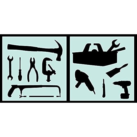 Auto Vynamics - STENCIL-TOOLSET01-10 - Detailed Hand & Power Tools Stencil Set - Everything from Screwdrivers to Grinders! - 10-by-10-inch Sheets - (2) Piece Kit - Pair of Sheets Cover