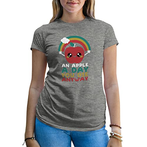 B&S Boutique an Apple a Day You Die Anyway T-Shirt Femme Gris Size L