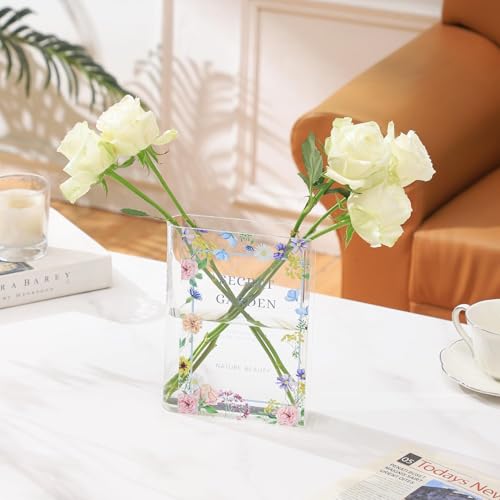 KRYSTHIA Book Vases Set of 3, Book Vase for Flowers, Acrylic Book Shaped Vase for Tulips, Small Vases, Modern Book Lover Gift for Office, Living Room, Bedroom, Bookshelf, Dining Table — photo 2