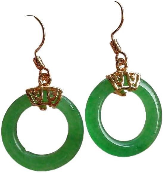 Yellow Gold Plate Icy Green JADE Earring Earrings Circle Donut 100740 20mm X 4mm