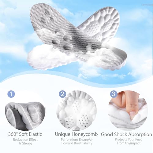 Image of 4D Cloud Insoles for Men and Women, Memory Foam Cloud Insoles Super Soft Anti-Fatigue, Shock Absorption, Relieve Foot Pain, (Gray, Men: US 15-15.5)
