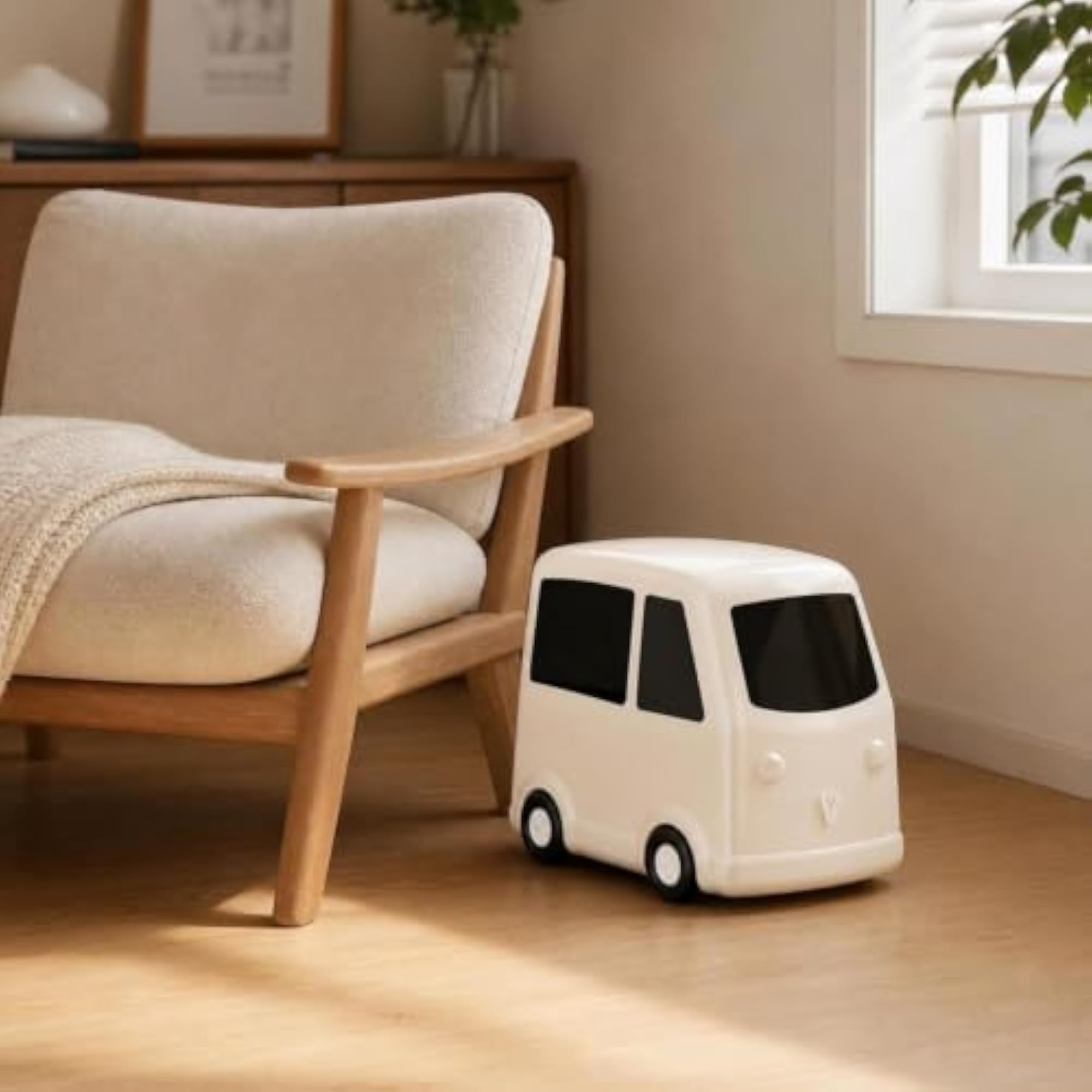 Playful Bus Trash Bin Compact Trash Bin with Wheels