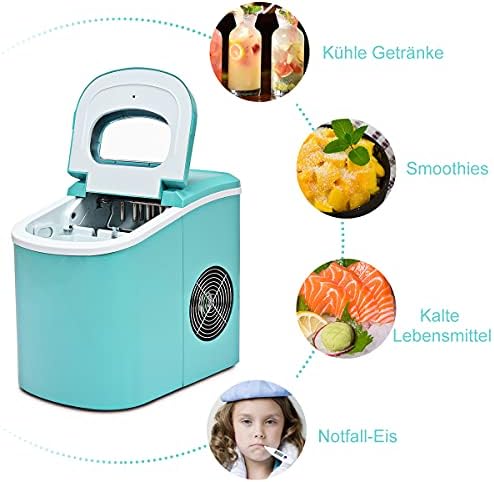 Bild 3 - COSTWAY Eiswürfelmaschine 12KG/24H, Ice Maker 9 Eiswürfel in 6-13min, Eismaschine 2,2L Wassertank, Eiswürfelbereiter 2 Eiswürfelgrößen inkl. Schaufel, 25x36x33cm (Blau)
