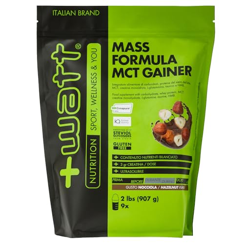 Mass Formula MCT gainer - Sostegno per i Tuoi Workout Più Intensi - Formato: 2 lb (907 g) - Gusto Nocciola