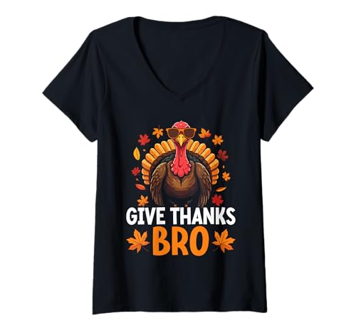Mujer Thankful Thanksgiving Turkey Funny Thanksgiving Camiseta Cuello V