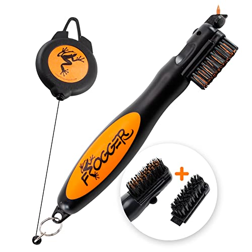 Frogger Brushpro Golf Club Cleaner With Ergonomic Grip And Retractable Cord | Sturdy Golf Brush And Groove Cleaner With Advanced Scrub Cleaning Technology For Professional Golfers | Orange #TOP13