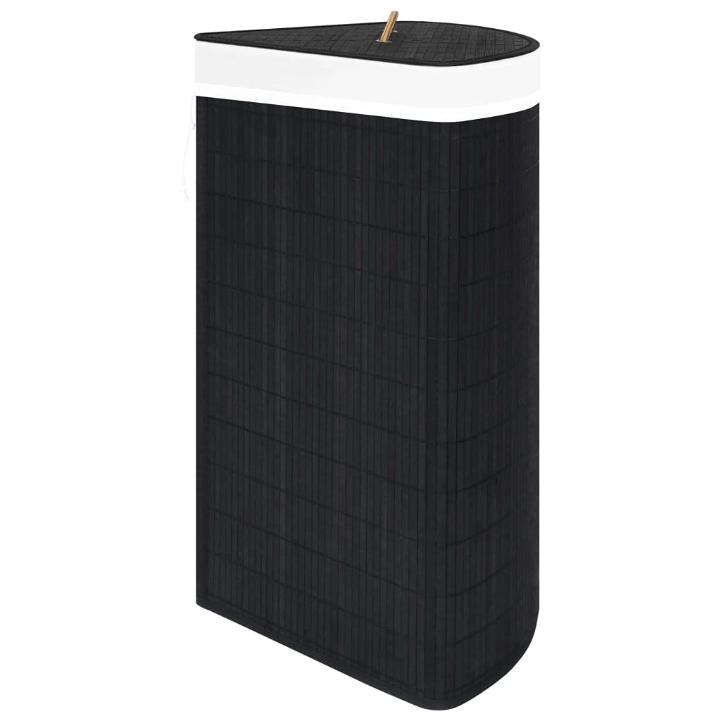 Generico Cesto Portabiancheria Angolare in bambù Nero 60 L,Nero,1.6kg,320762
