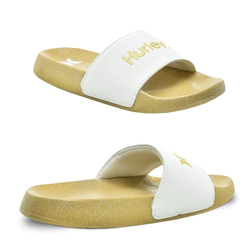 Image of Hurley Naia Comfortable Slip-On Kids Sandals, Cute Girls' Slides for Indoor and Outdoor, Shower Slides for The Beach and Pool