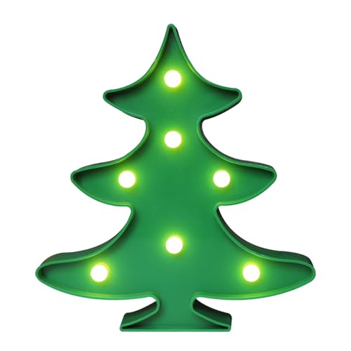 Vicila Christmas Tree Decorations Marquee Sign, Green Tree Night Lights Table & Wall Lamp Marquee Lights for Bedroom, Kids' Room, Nursery Room, Home Decorations - Xmas Tree
