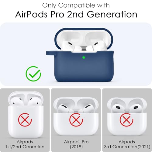 Image of Case for Airpods Pro 1st 2nd Generation - VISOOM Airpods Pro 1 /2 Cases Cover Women Silicone iPod Pro 2 Earbuds Wireless Charging Case Girl Bling Keychain for Apple Airpod Gen Pro 2