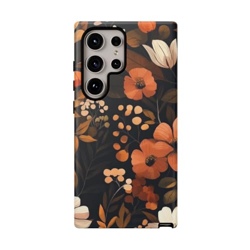 Coque floral d'automne Samsung S24 Ultra rigide marron anti rayures