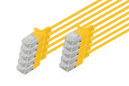 DIGITUS Câble LAN Cat 6 – 1,5 m – 10 Pièces – Slim – U/UTP – Jaune
