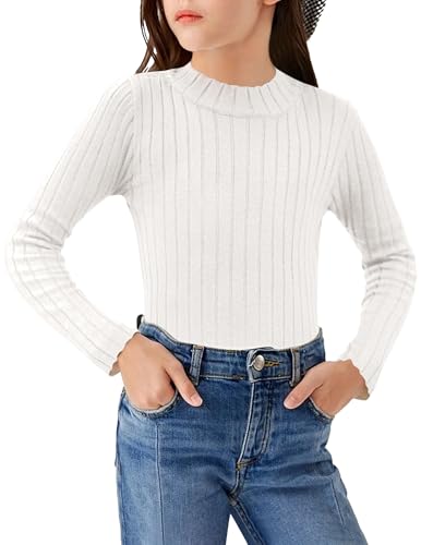 Image of Arshiner Girls Half Turtleneck Long Sleeve Knit Slim Sweater Pullover Tops
