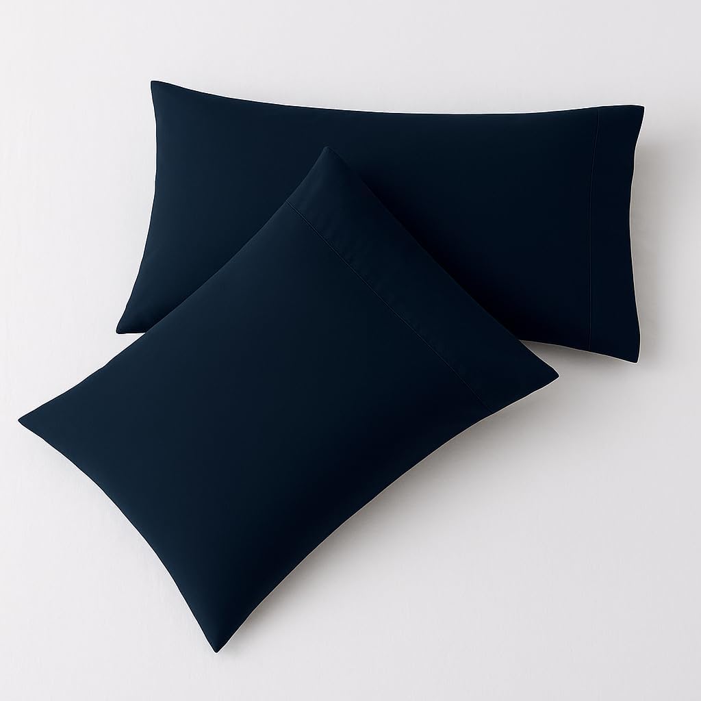 4PCs Twin Size Sheets Set - 100% Egyptian Cotton Twin Size Sheets - 400 TC - Twin Size Soft Bed Sheets -10" Deep Pocket Fitted Sheet - Twin Sheet Set Navy Blue Solid
