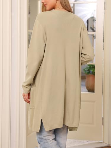 Allegra K Long Cardigan Sweaters for Women Fall Winter Lapel Casual Long Sleeve Open Front Knit Cardigan3
