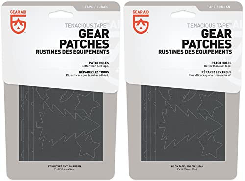 Image of GEAR AID Tenacious Tape Gear Patches for Jacket Repair, Black Nylon, Camping, 3 inch x 20 inch, 2 Pack