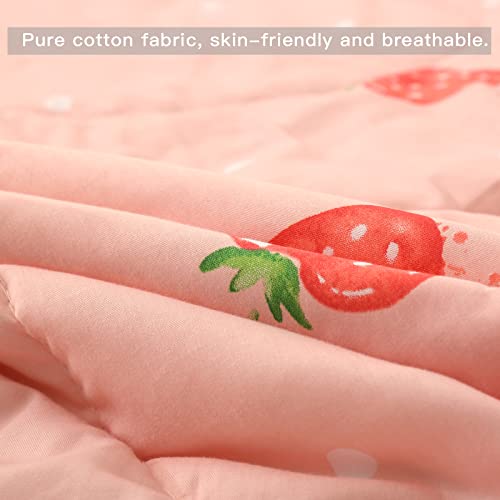 Hehexia Cotton Sleeping Bag For Kids With Pillow, 100% Cotton Nap Mat Lunch Break School Kindergarten Sleeping Bag For Toddlers Boys Girls 25 X 66Inch (Small, Strawberry) #TOP4