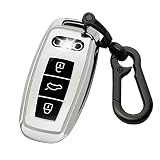 Kirsnda for Audi key fob cover case with keychain,Soft TPU key case/skin,3-Buttons fit A6 A7 A8 S6 S