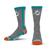 For Bare Feet NFL MIAMI DOLPHINS Marble MVP Crew Sock Team Color LARGE